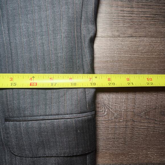 JACK VICTOR Mens Sport Coat Blazer 43R Gray Herringbone Wool Two-Button Notch - Picture 14 of 16